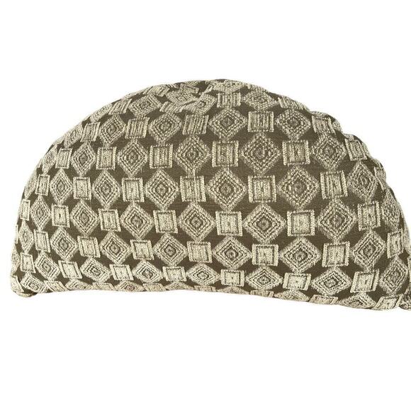 Large half circle heavy/think throw pillow!greenish/gray.Geometric print.15"long - Picture 1 of 4